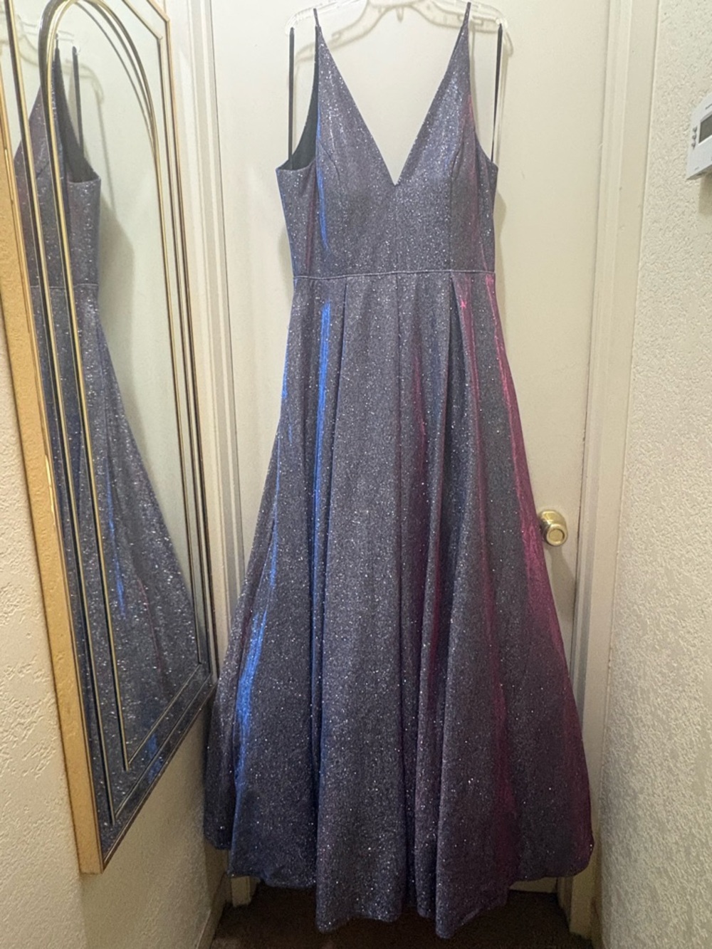 Blondie Nites Pewter Shimmer Evening Dress